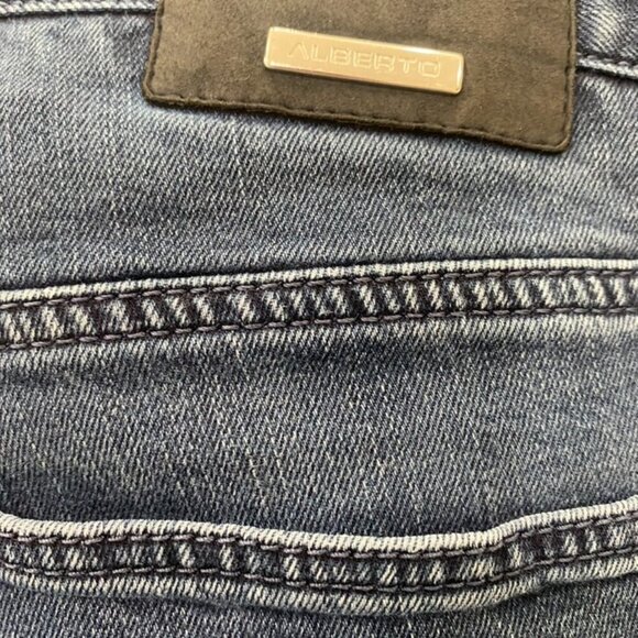 ALBERTO jeans PIPE AUTHENTIC DENIM WASHED MED BLUE W35 L36👖 - Picture 4 of 11